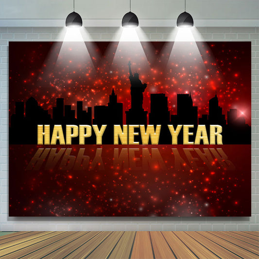 Lofaris Red Glitter New York City Happy Year Backdrop
