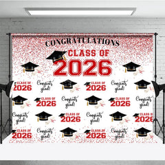 Lofaris Red Glitter Step and Repeat Cap Grad Backdrop