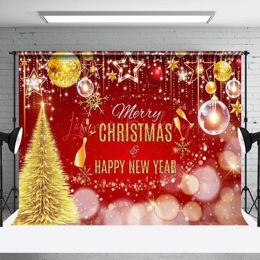 Lofaris Red Gold Merry Christmas Happy New Year Backdrop