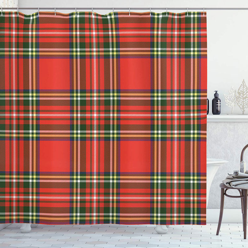 Lofaris Red Green Lattice Simple Christmas Shower Curtain