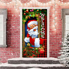 Lofaris Red Green Light Santa Claus Christmas Door Cover