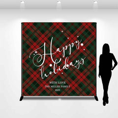 Lofaris Red Green Scottish Plaid Custom Christmas Backdrop