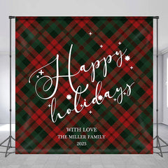 Lofaris Red Green Scottish Plaid Custom Christmas Backdrop