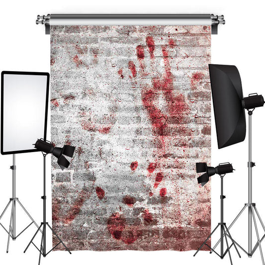 Lofaris Red Hand Print Brick Wall Party Photoshoot Backdrop