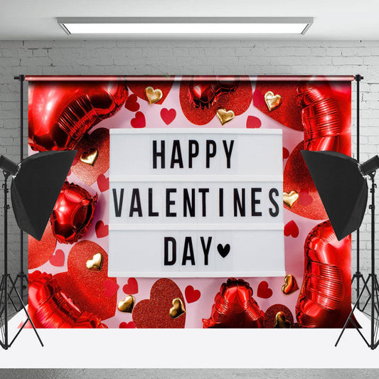 Lofaris Red Heart Balloon Happy Valentines Day Backdrop