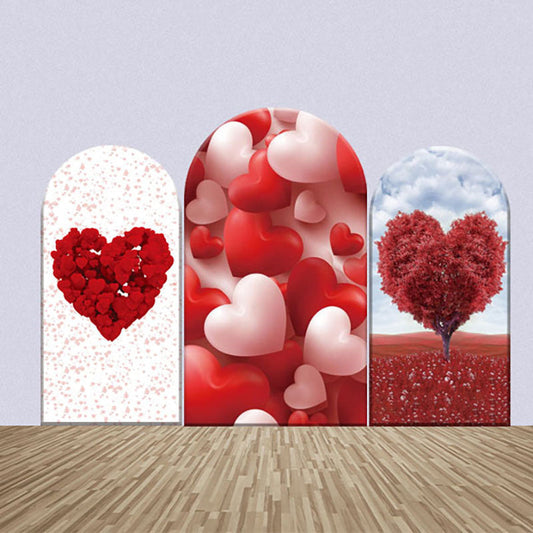 Lofaris Red Heart Balloons Trees Wedding Arch Bakcdrop Kit