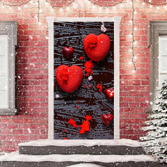 Lofaris Red Hearts Art Texture Valentines Day Door Cover