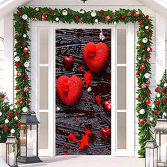 Lofaris Red Hearts Art Texture Valentines Day Door Cover