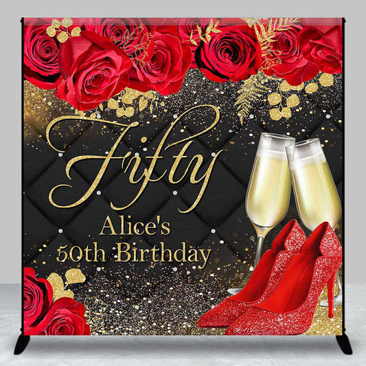 Lofaris Red High Heel Custom 50th Birthday Backdrop for Women
