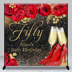 Lofaris Red High Heel Custom 50th Birthday Backdrop for Women