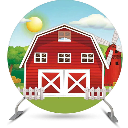 Lofaris Red House Farm Sun Grass Round Birthday Backdrop