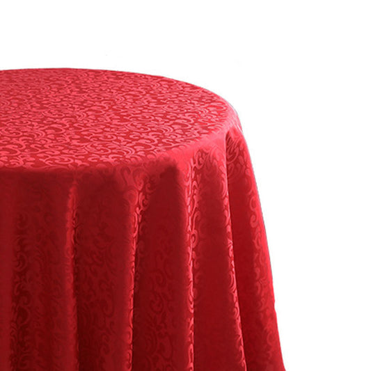 Lofaris Red Jacquard Polyester Round Banquet Tablecloth