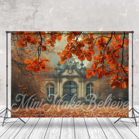 Lofaris Red Leaves Retro House Autumn Backdrop For Photo