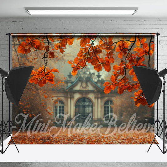 Lofaris Red Leaves Retro House Autumn Backdrop For Photo