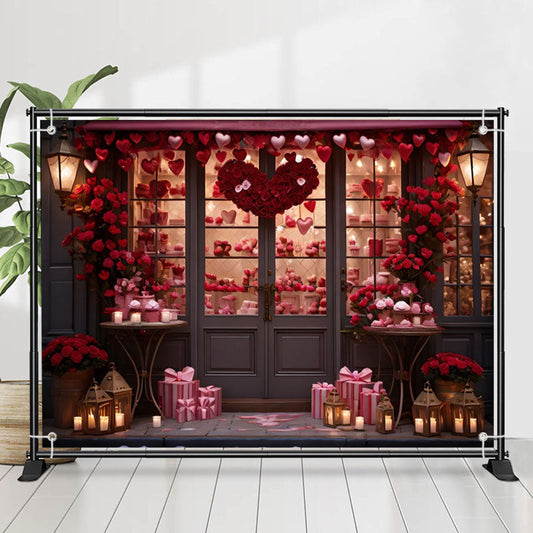 Lofaris Red Love Heart Gifts Boutique Wood Door Backdrop