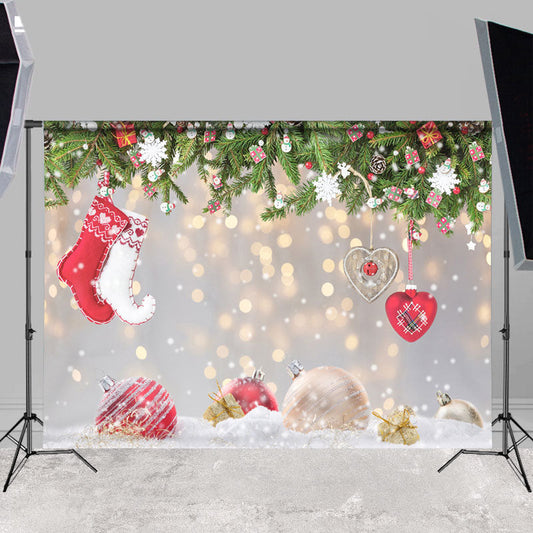 Lofaris Red Love Socks Green Leaves Glitter Winter Backdrop