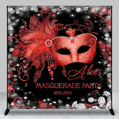 Lofaris Red Mask Black Diamond Custom Birthday Party Backdrop