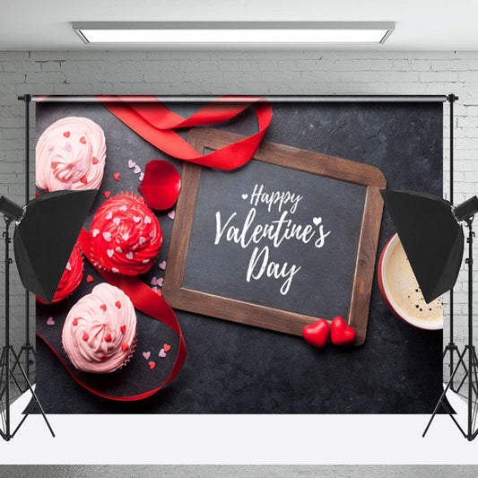 Lofaris Red Pink Flower Cake Coffee Valentines Day Backdrop