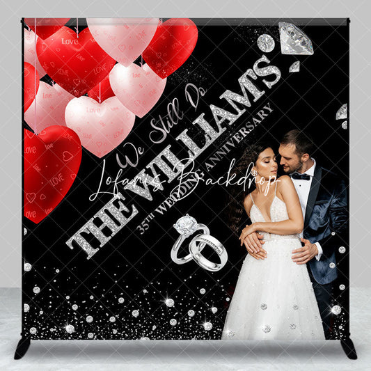 Lofaris Red Pink Heart Balloon Custom Anniversary Backdrop