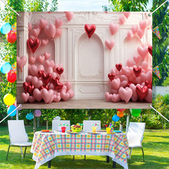 Lofaris Red Pink Heart Balloon Elegant Relief Wall Backdrop