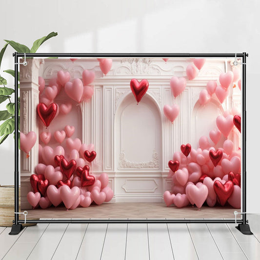Lofaris Red Pink Heart Balloon Elegant Relief Wall Backdrop