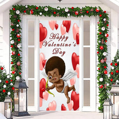 Lofaris Red Pink Heart Cute Cupid Valentines Day Door Cover