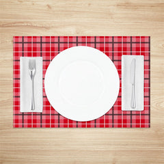 Lofaris Red Pink Plaid White Black Lines Set Of 4 Placemats