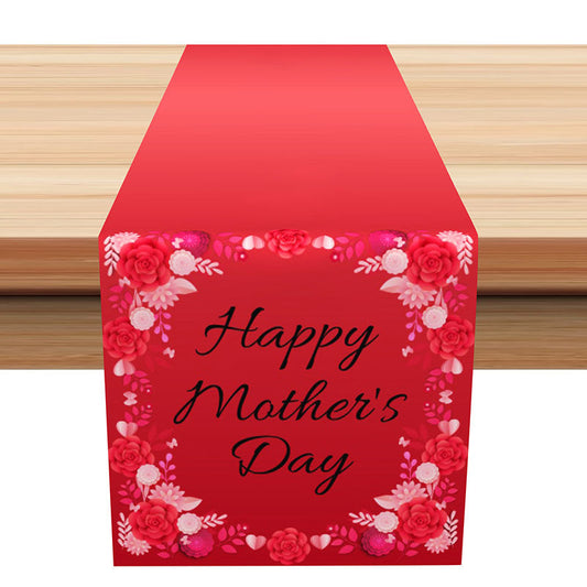 Lofaris Red Pink Rose Simple Table Runner For Mothers Day