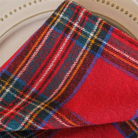 Lofaris Red Plaid Christmas Table Napkins Cloth For Decor