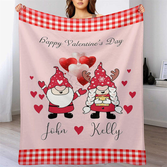 Lofaris Red Plaid Dwarf Custom Name Valentines Day Blanket
