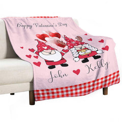 Lofaris Red Plaid Dwarf Custom Name Valentines Day Blanket