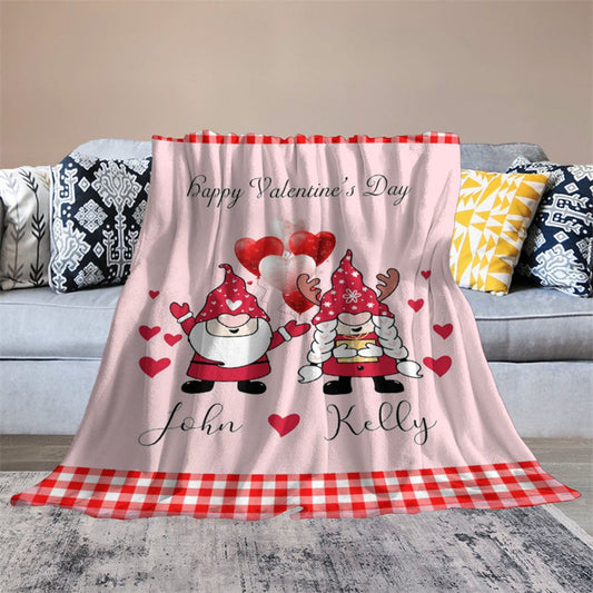 Lofaris Red Plaid Dwarf Custom Name Valentines Day Blanket