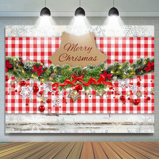Lofaris Red Plaid Jingle Bells Merry Christmas Backdrop
