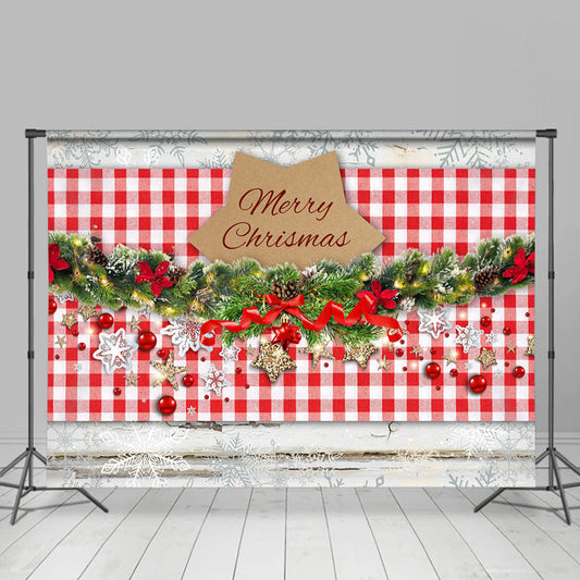 Lofaris Red Plaid Jingle Bells Merry Christmas Backdrop
