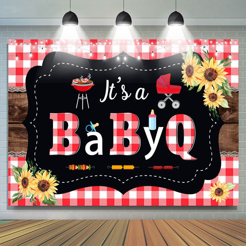 Lofaris Red Plaid Turnsole Its A Babyq Theme Shower Backdrop