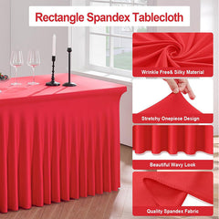 Lofaris Red Premium Spandex Rectangle Banquet Table Skirt
