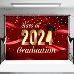 Lofaris Red Ribbon Caps Class Of 2024 Graduation Backdrop