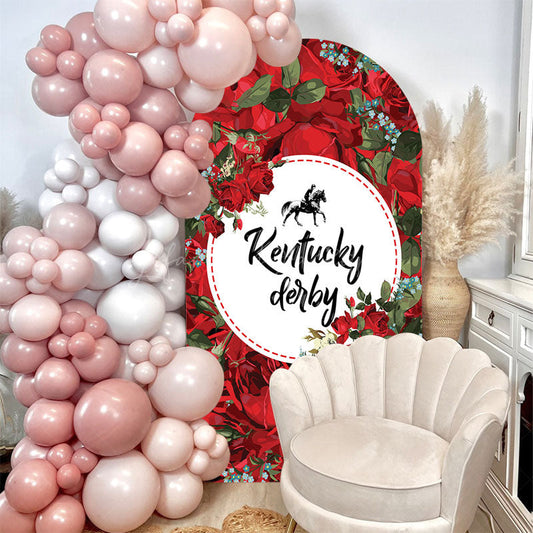 Lofaris Red Rose Green Leaf Kentucky Derby Arch Backdrop