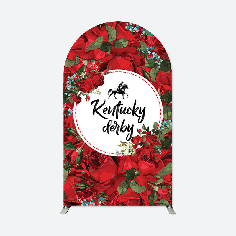 Lofaris Red Rose Green Leaf Kentucky Derby Arch Backdrop