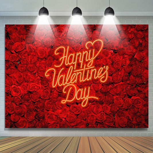 Lofaris Red Rose Hermosa Wall Happy Valentines Day Backdrop