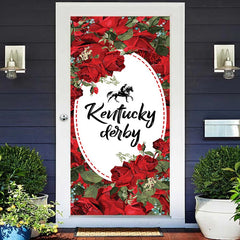 Lofaris Kentucky Derby Dark Red Rose Horse Racing Door Cover