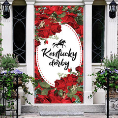Lofaris Kentucky Derby Dark Red Rose Horse Racing Door Cover