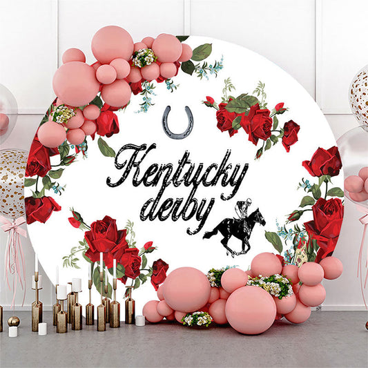 Lofaris Red Roses And White Circle Kentucky Derby Backdrop