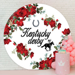 Lofaris Red Roses And White Circle Kentucky Derby Backdrop