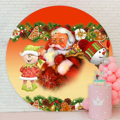 Lofaris Red Santa Claus Snowman Round Christmas Backdrop