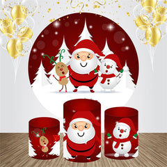 Lofaris Red Santa White Snow Round Christmas Backdrop Kit