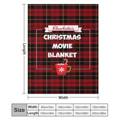 Lofaris Red Scottish Plaid Drink Custom Name Christmas Blanket