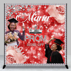 Lofaris Red Silver Rose Send Off Custom Graduation Backdrop