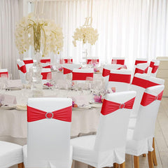 Lofaris Red Spandex Elastic Banquet Chair Bands Ties Bows