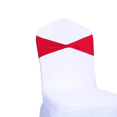 Lofaris Red Spandex Elastic Slider Banquet Chair Sashes Bow